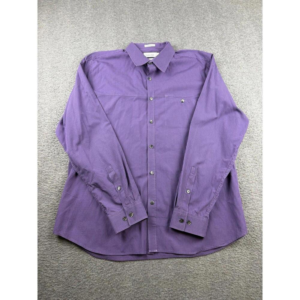 Calvin Klein‎ Men's Long Sleeve Button Down Dress Shirt Purple Size XL Solid